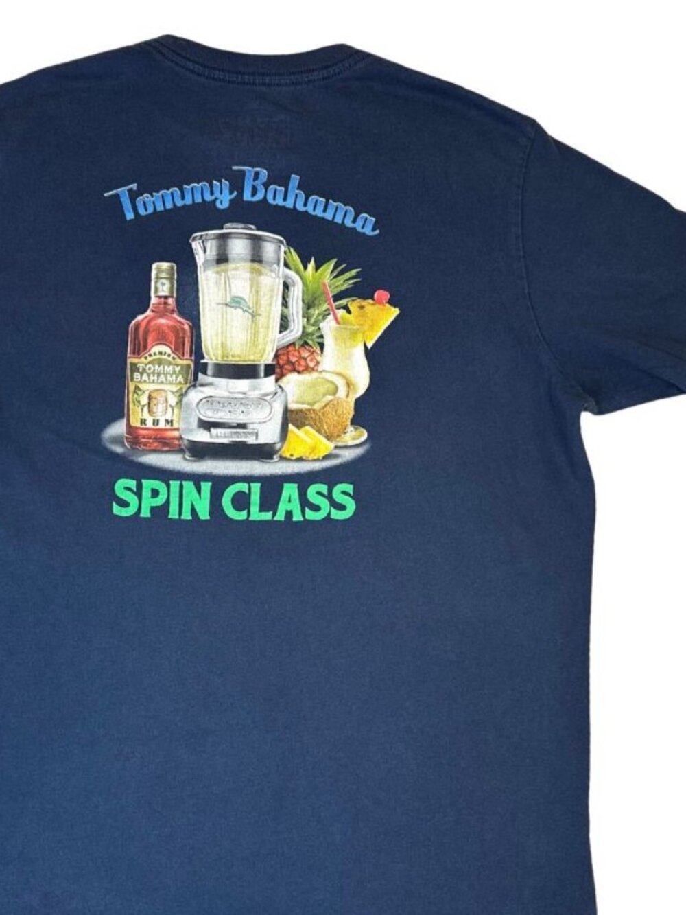 Tommy Bahama Relax Spin Class Rum Cocktail Graphic T-Shirt Men's Small Navy